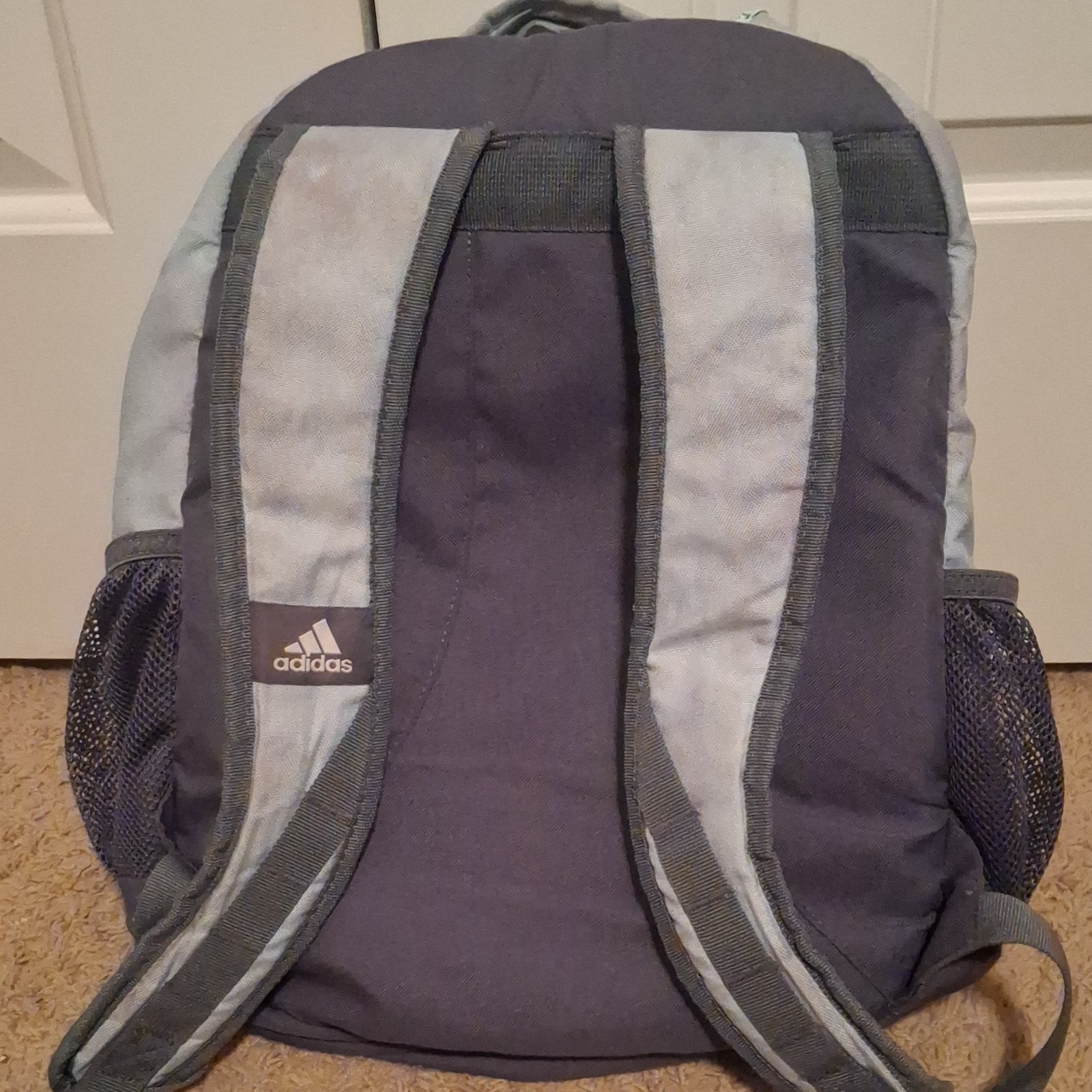 Adidas light blue with pink splash design Backpack 5 Pockets. 3