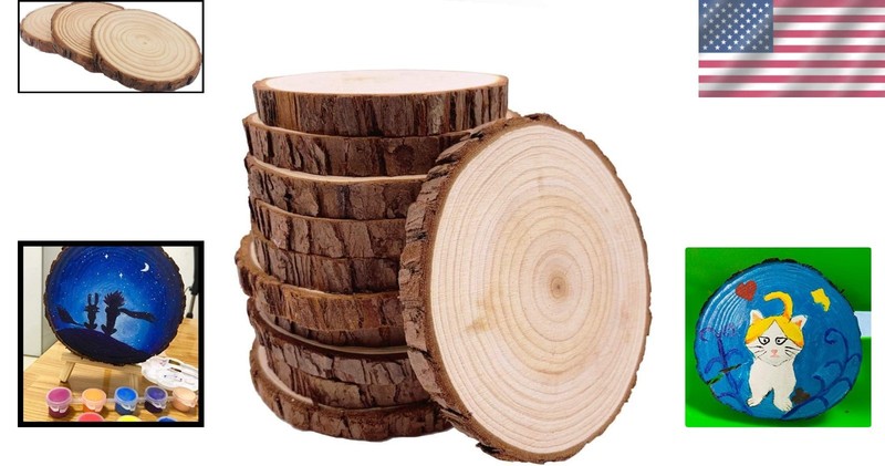 10 Pcs Pre-Sanded Pine Coasters (4.2-4.7 inches) - Ideal for Weddings & Crafts gallery