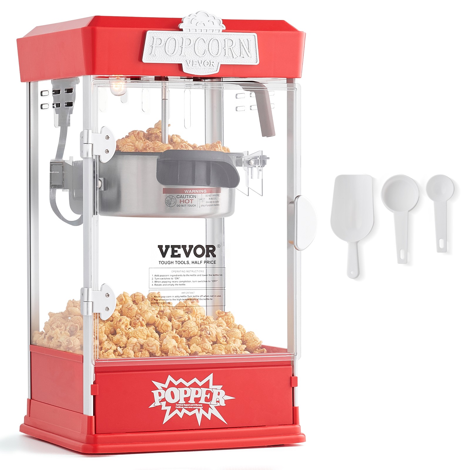 VEVOR Popcorn Popper Machine Tabletop Mini Popcorn Maker 480W 4 Oz Red gallery