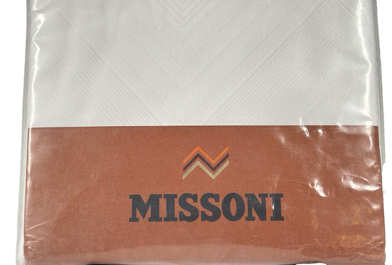 Missoni KING Shadow Zigzag Re-Edition Flat Sheet White Jacquard 279x259 Italy gallery