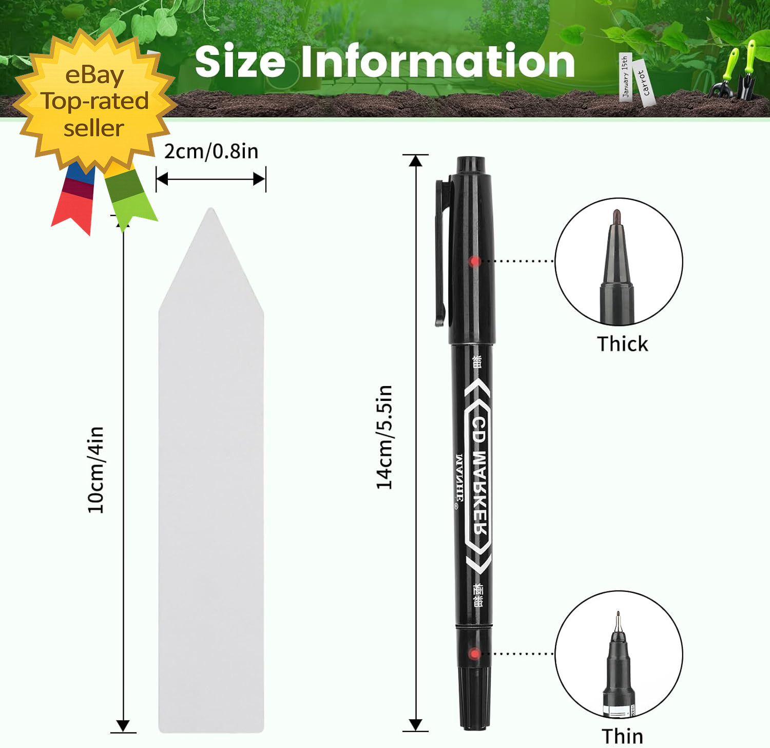 100 Pcs 4 Inch Plastic Plant Garden Labels Pot Marker Nursery Garden Stake gallery