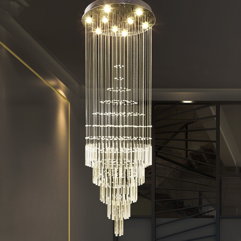 31"*71" Crystal Rain Drop Ceiling Light Chandelier Spiral Pendant Lamp Lighting gallery