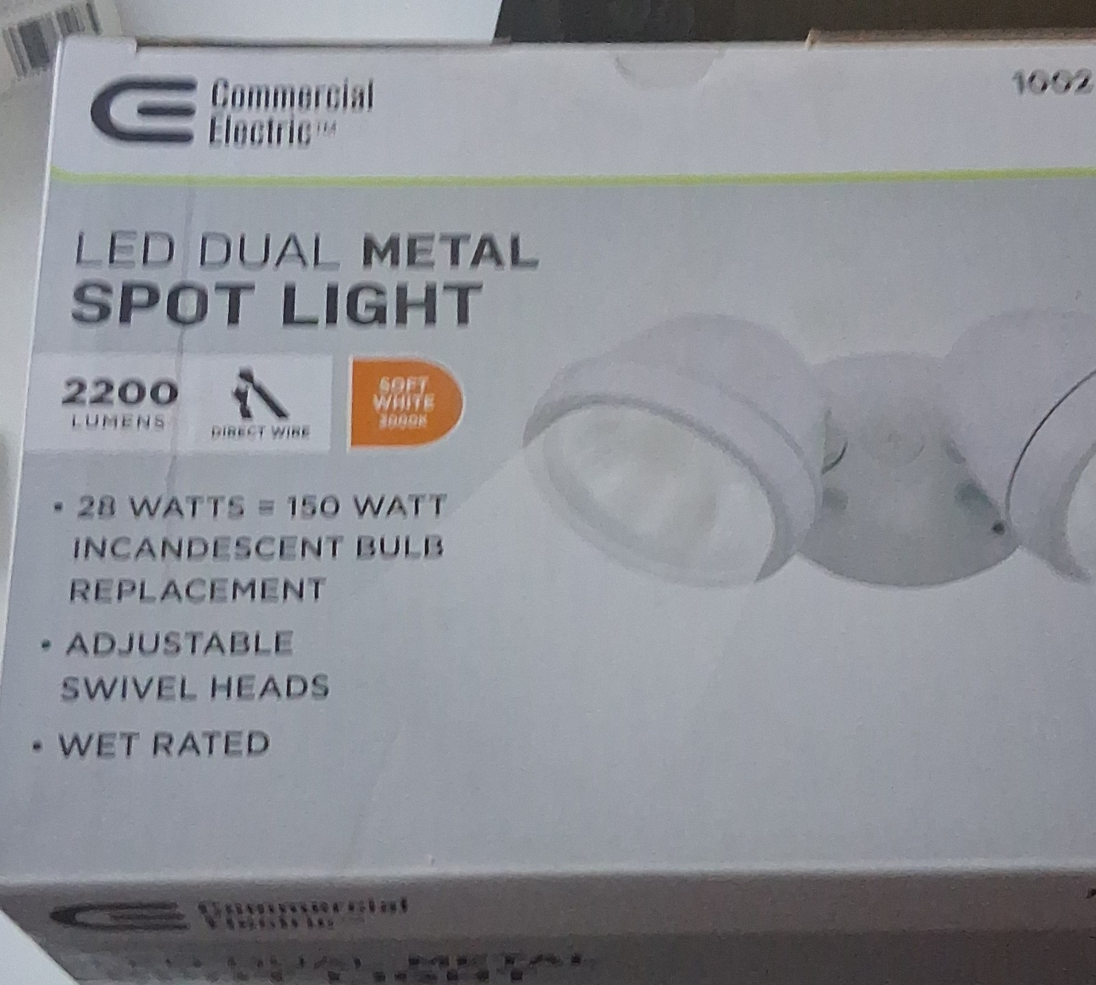 Commercial Electric LED Dual Metal Spot Light 2200lm Adjustable Wet Rated gallery
