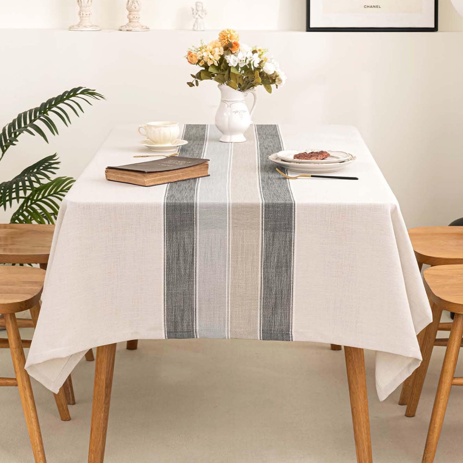 Rectangle Table Cloth Cotton Linen Waterproof Embroidery Tablecloth Rustic Fa... gallery