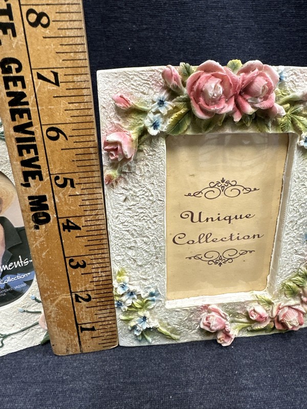 2 - Picture Frames 3D Style Roses Theme For 3”x5”Photos w/Glass Rear Loading gallery