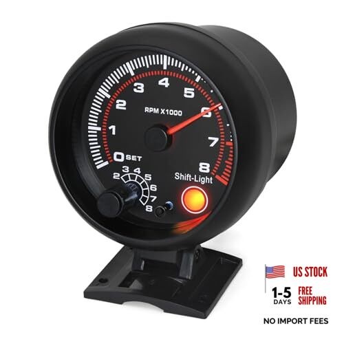 0-8000 RPM Tachometer Gauge with Shift Light for Car 0-8000 RPM 3-3/4" 95mm Tach gallery