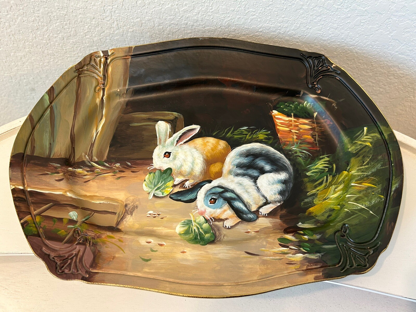 Bunny Rabbit Decorative Platter Tray Tam San Designs Cornelius NC HandPainted gallery