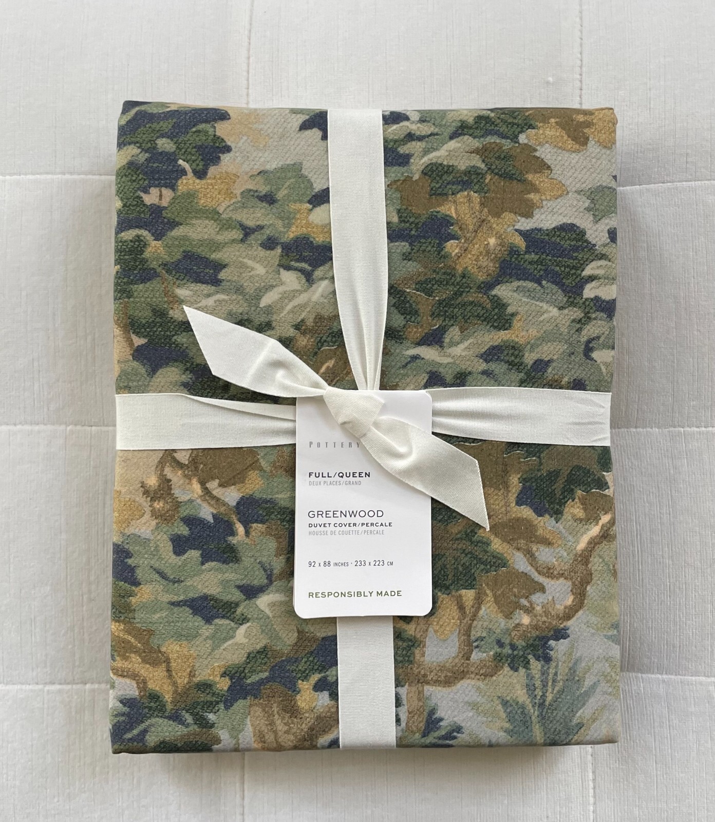 Pottery Barn GREENWOOD Percale Full/Queen Duvet Cover Multicolor NWT gallery