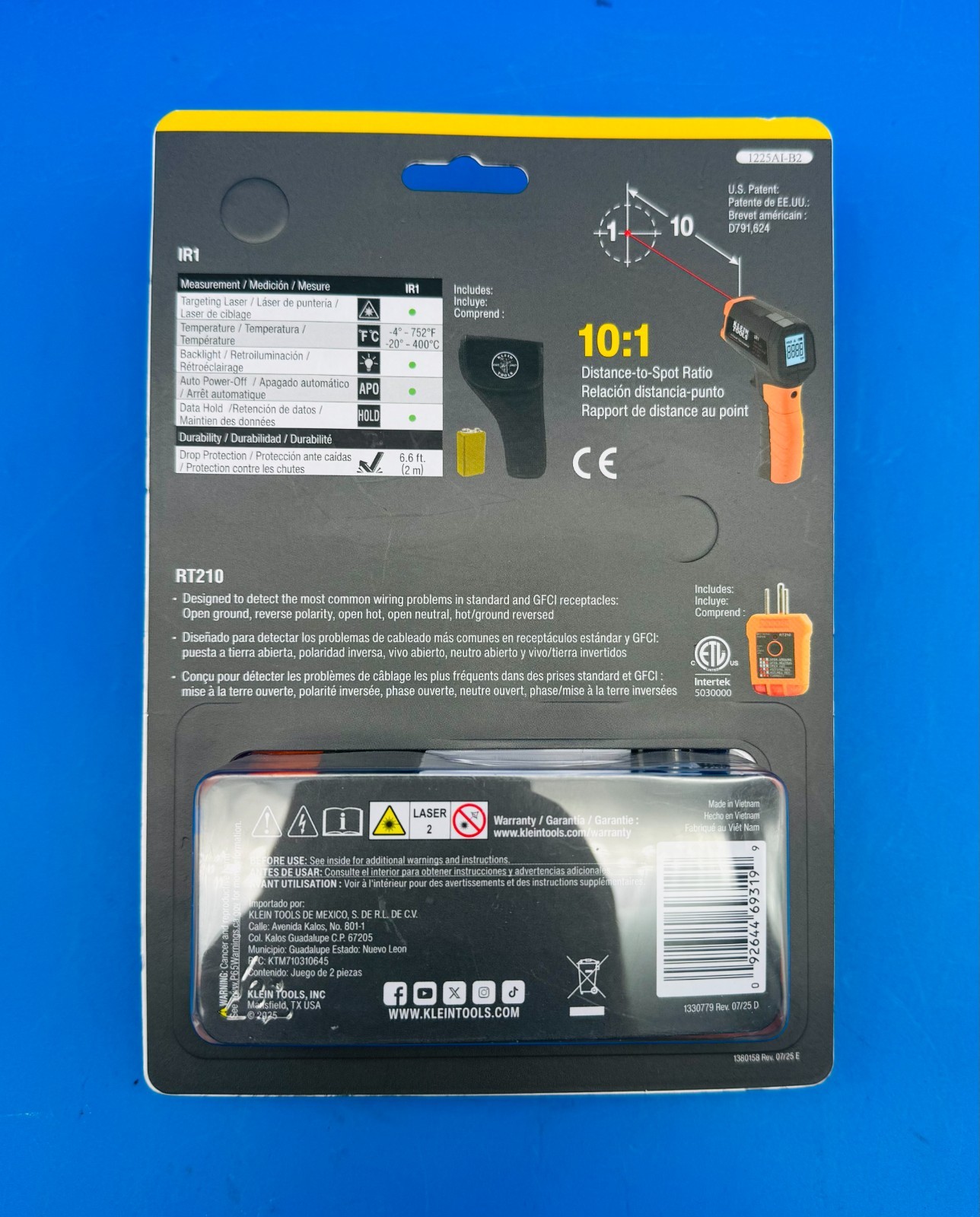 Klein Tools IR1KIT Infrared Thermometer Gfci Outlet Tester Inspection Kit gallery