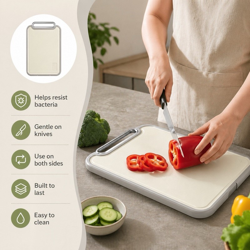 Stainless Steel Cutting Board Double Sided 304 Steel & Food-Grade PP Large Chop gallery