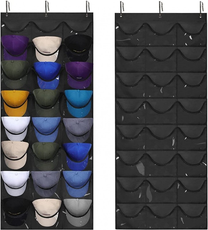 24 Hat Rack Organizer Baseball Holder Deep Storage Pockets Door Wall Caps Stand gallery