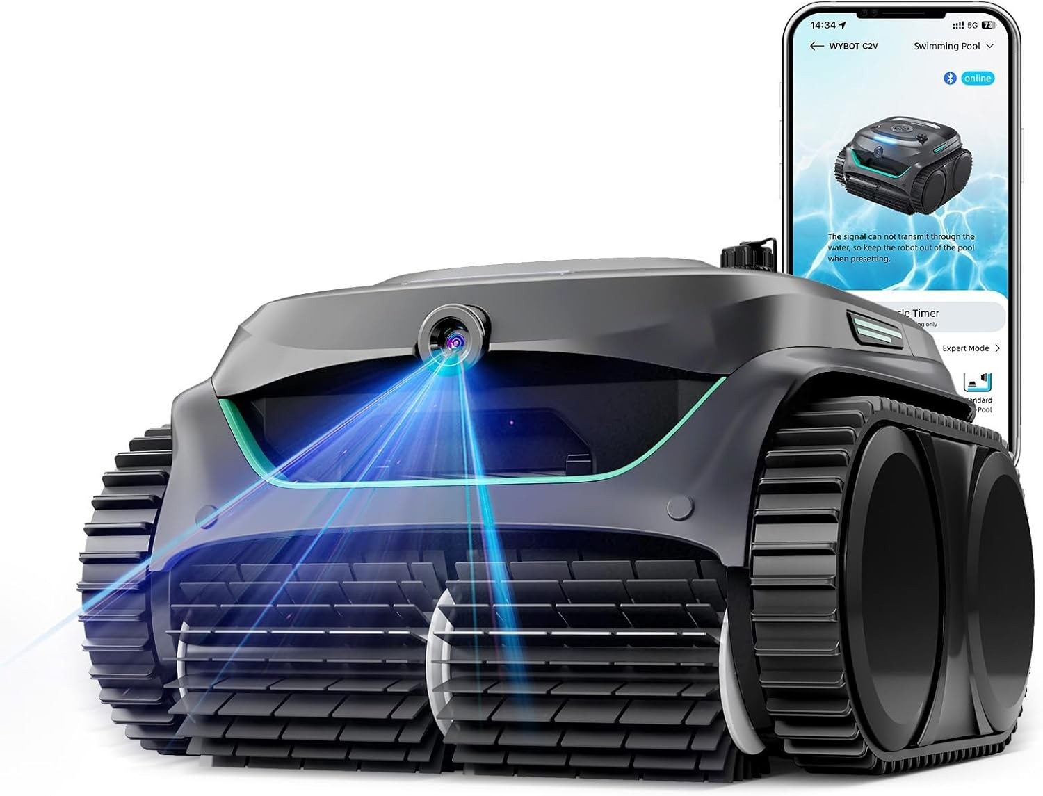 Upgraded WYBOT C2 Vision Robotic Pool Cleaner Cordless Pool Vacuum Inground Pool gallery