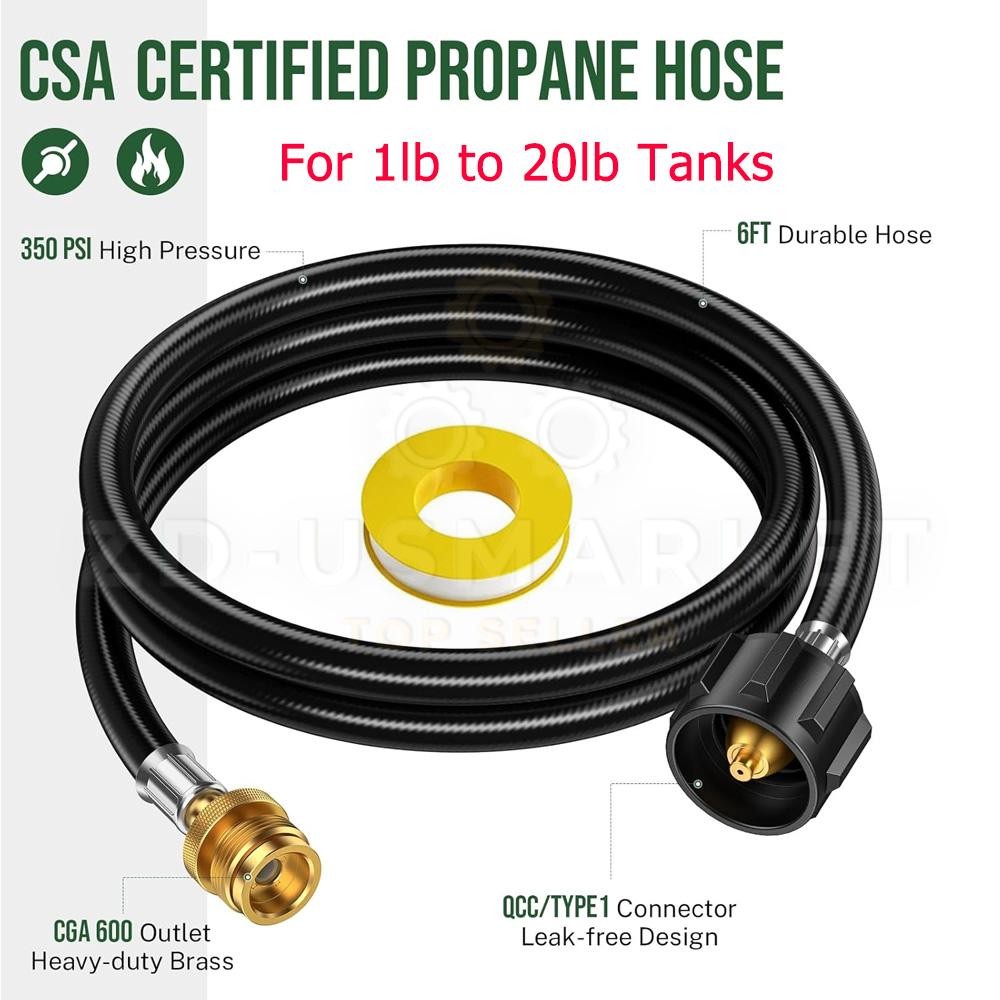 6FT Propane Adapter Hose LP Tank 1lb to 20lb Converter For QCC1 Type1 Gas Grill gallery
