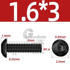 M1.6 – M16 High Tensile 12.9 Socket Button Head Screws Black Self Colour Bolts