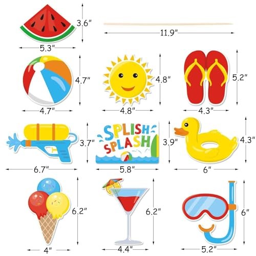 Splish Splash Party Decorations 24 PCS Beach Centerpiece Sticks Multicolor gallery