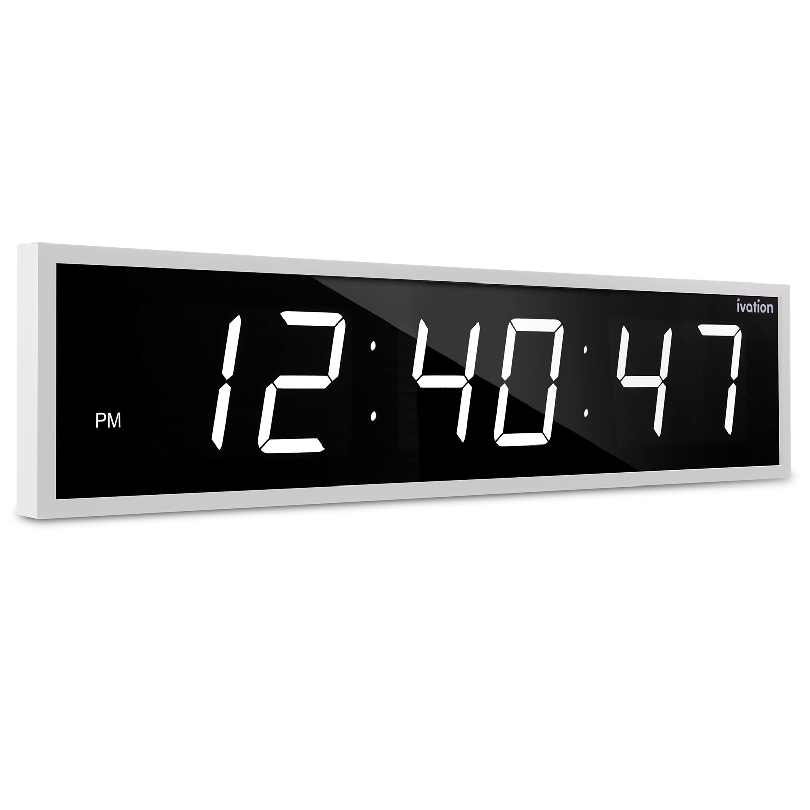 Ivation 36" Large Digital Clock, 6-Level Brightness, LED Wall Clock, White gallery