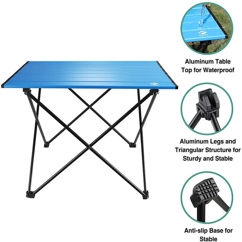 VILLEY Portable Camping Side Table Ultralight Aluminum Folding Beach Table w/Bag gallery