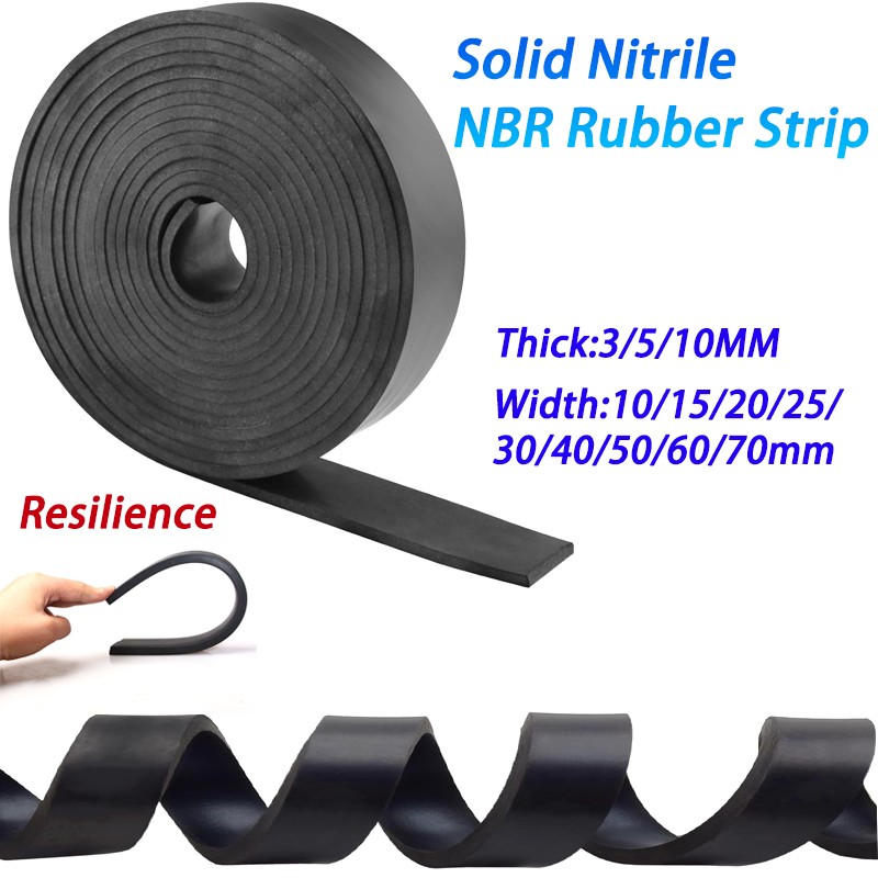 Solid Nitrile NBR Rubber Strip Flat Solid Gasket Oil Resistant Thick 3-10mm