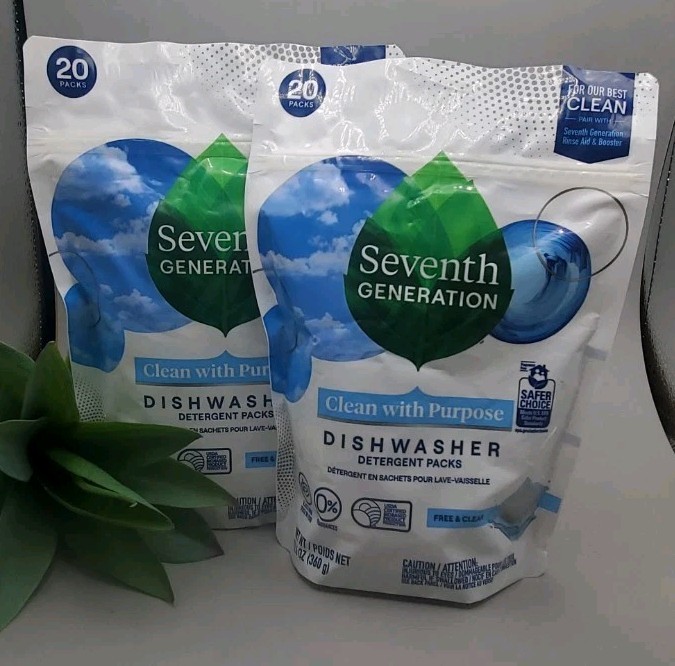 2~Seventh Generation Clean With Purpose Dishwasher 20 Packs New & Sealed