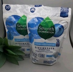 2~Seventh Generation Clean With Purpose Dishwasher 20 Packs New & Sealed