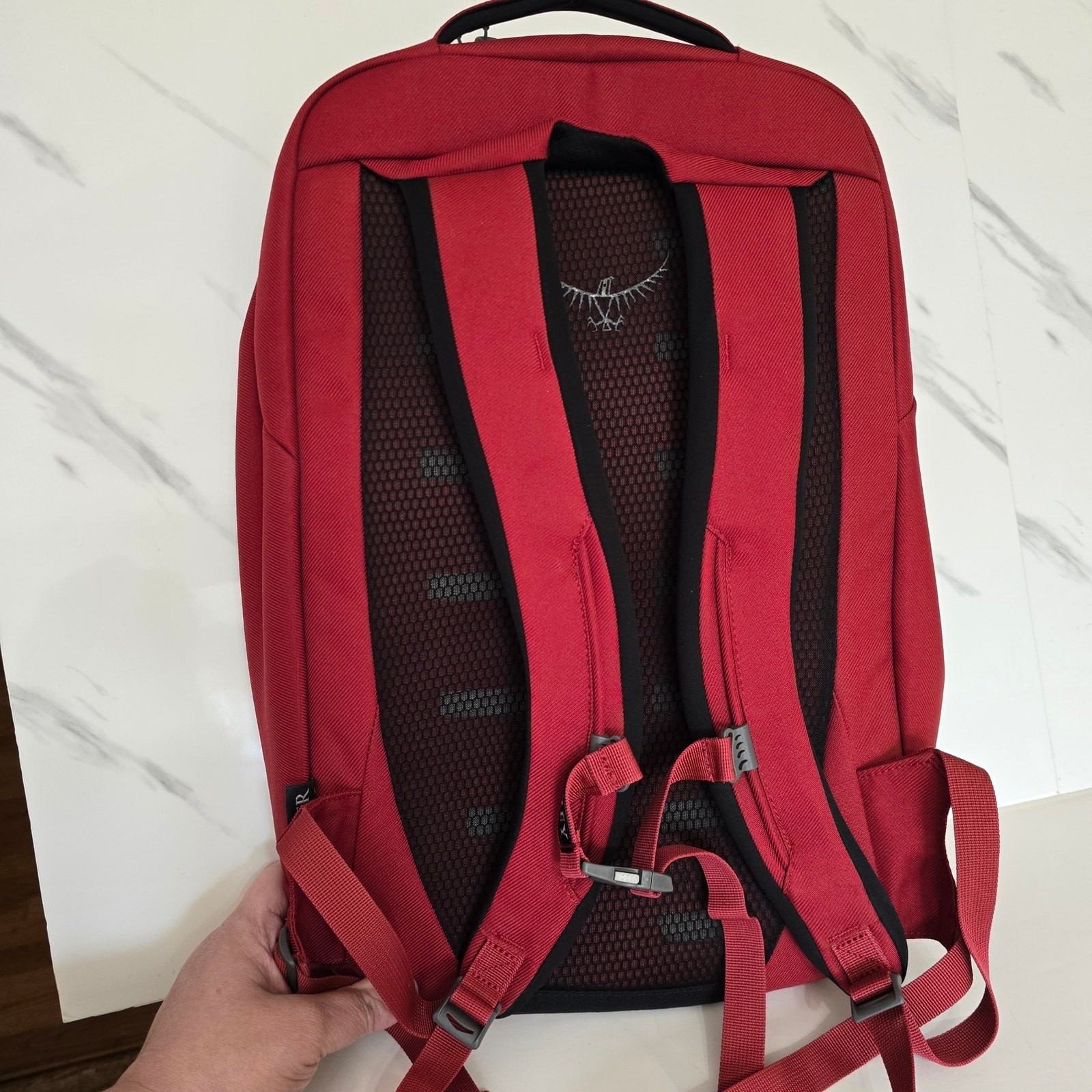 Osprey Cyber Laptop Backpack Red Commuter Daypack Padded Sleeve Pockets EUC 4