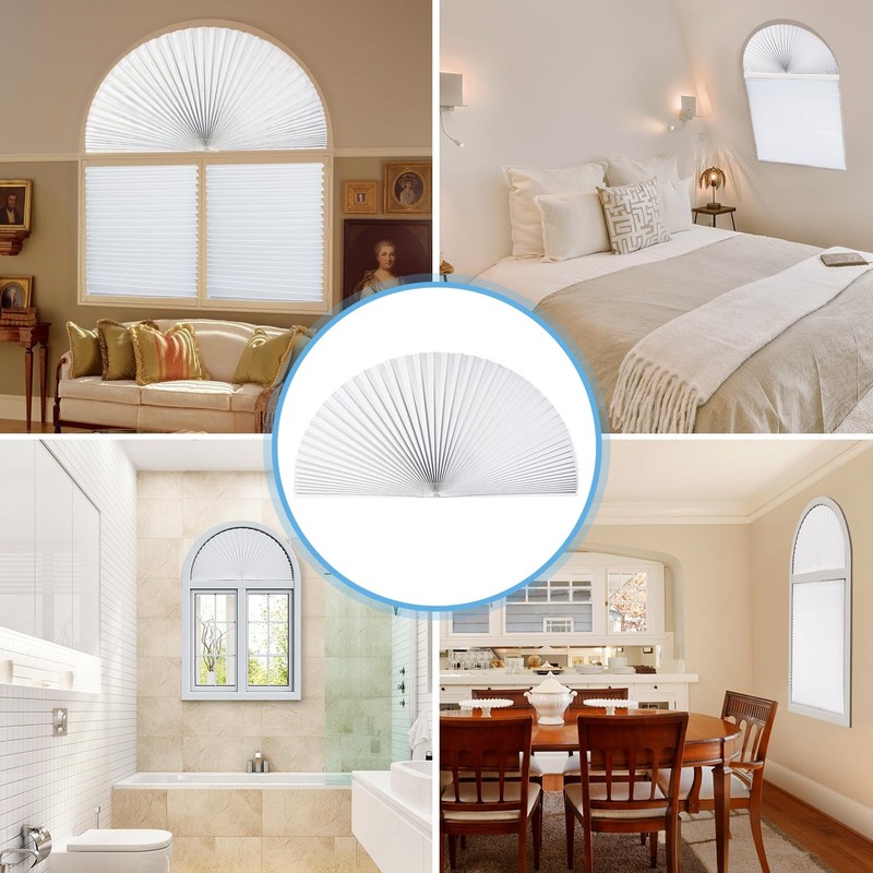 2 PCS Arch Window Light Filtering Pleated Shade Blinds for 72” x 36”, White gallery