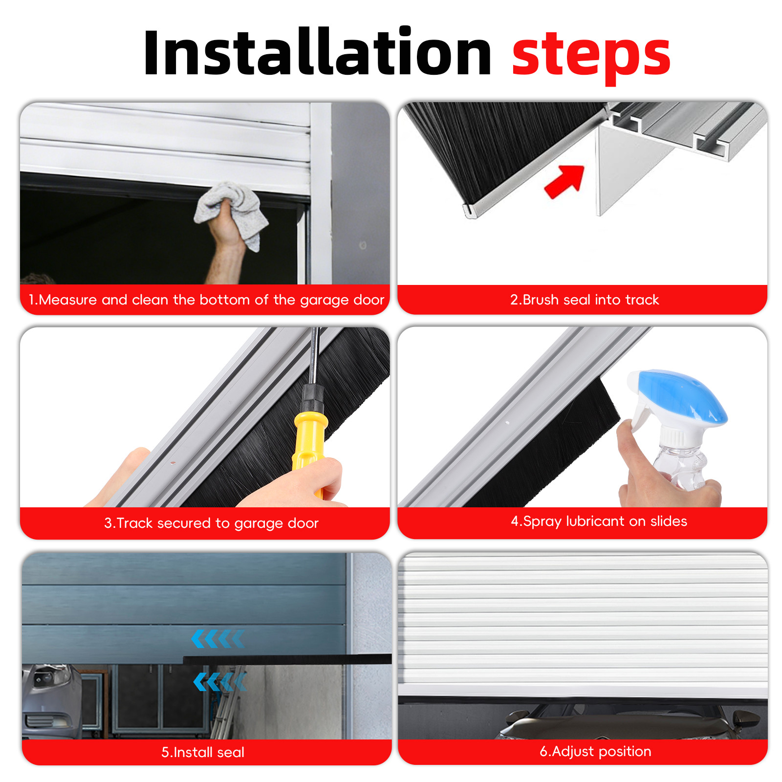 20FT Universal Garage Door Seals Kit，Heavy Duty EPDM U+O Bottom Rubber gallery