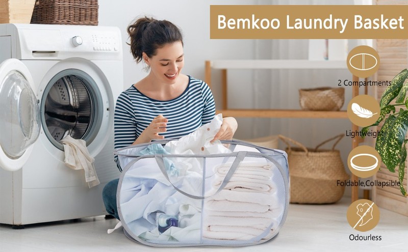 Sturdy Collapsible Laundry Baskets, Foldable Pop Up Laundry Hamper, Durable 2 gallery