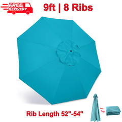 9ft Outdoor Umbrella Replacement Top, 8 Ribs, UV Protective Polyester, Turquoise