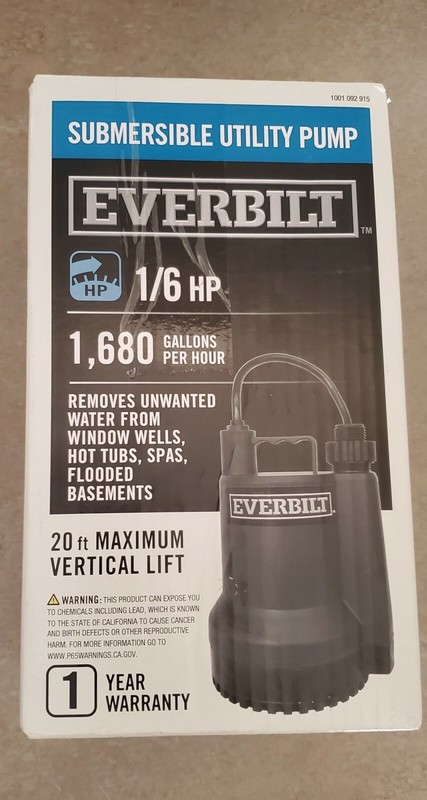 Everbilt Plastic Submersible Utility Sump Pump 1680 GPH SUP54-HD 1/6 HP gallery