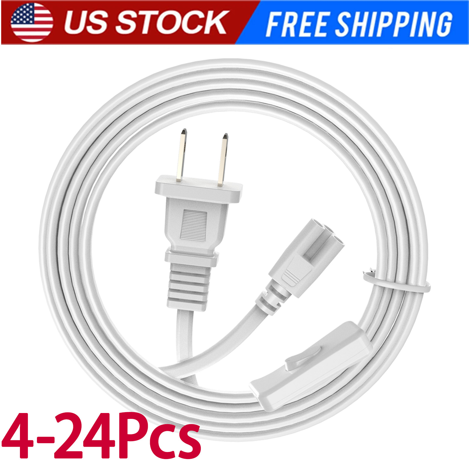 6FT 4-24 Pack, US Plug Power Cords & Extensions for T8/T5 LED Lights gallery