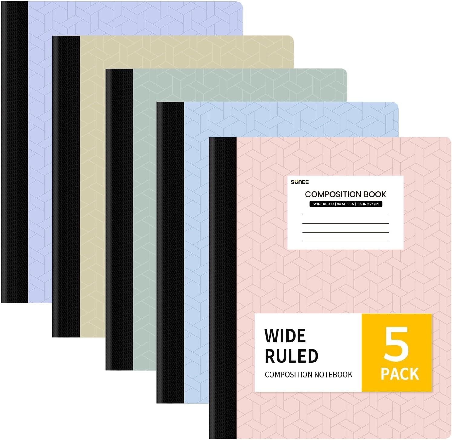 Composition Notebook, Wide Ruled Paper, 5 Pack, 9-3/4"" x 7-1/2"", 80 She gallery