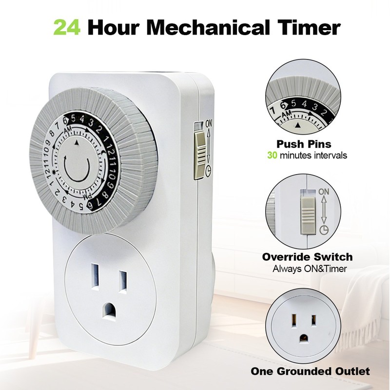 2 Pack Indoor 24-Hour Mechanical Outlet Timer Plug Indoor 2 or 3 Prong gallery