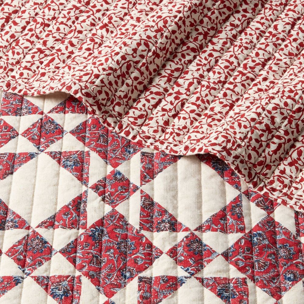 King Patchwork Quilt Set Red - Threshold gallery