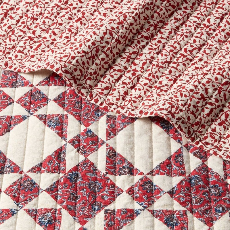King Patchwork Quilt Set Red - Threshold gallery