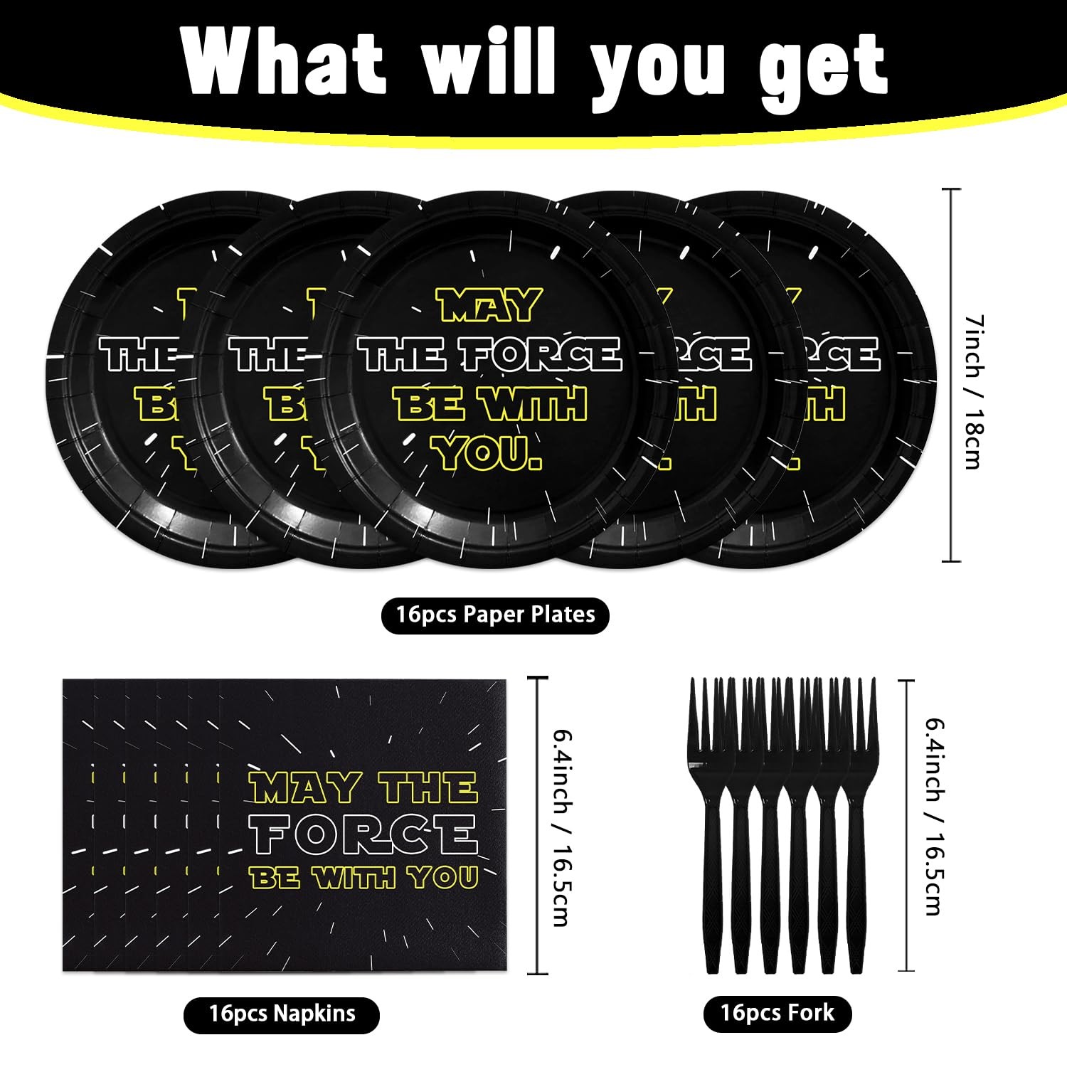 48 PCS May The Force Be With You Birthday Party Supplies Plates Napkins Forks gallery
