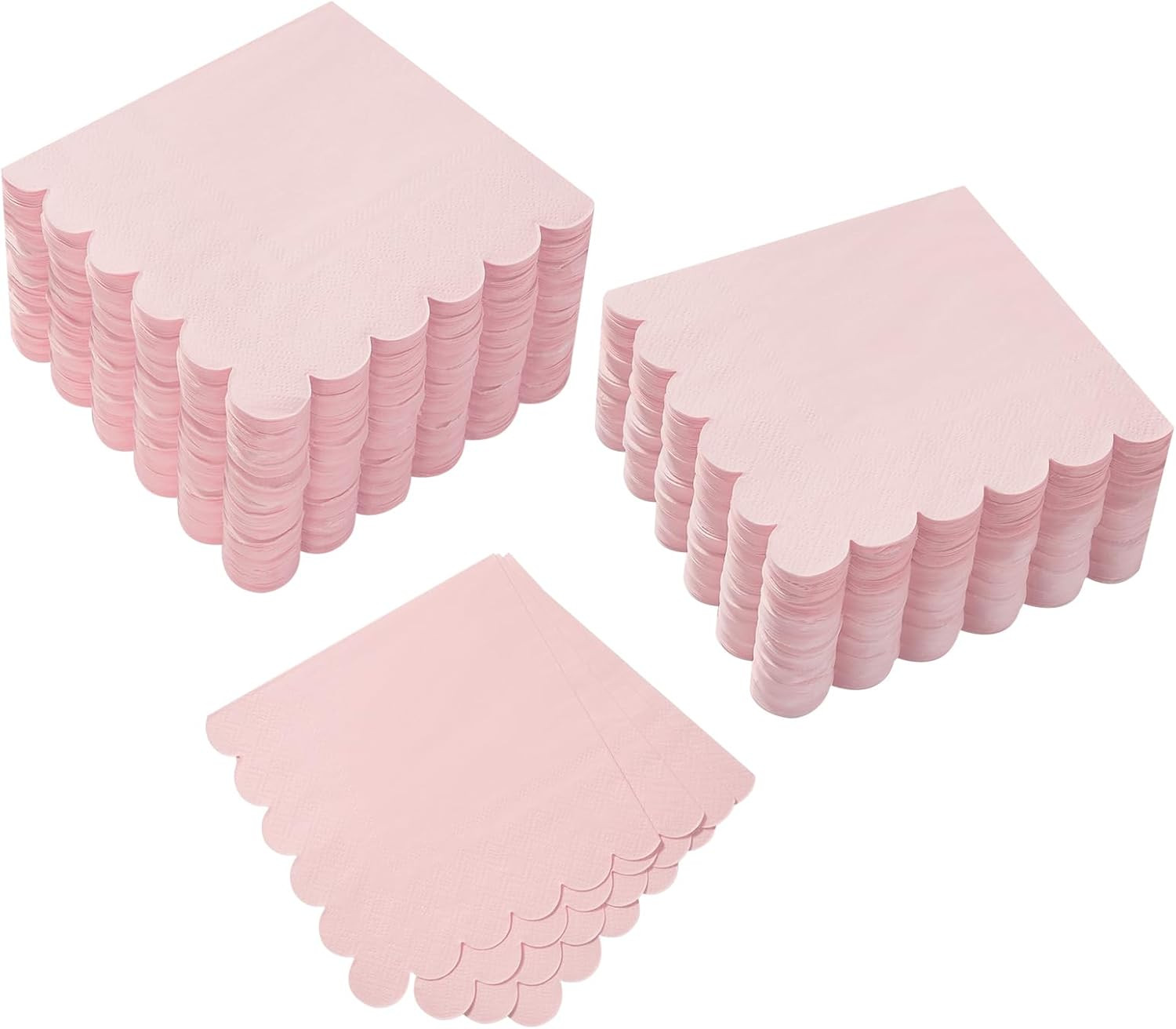 100 Pack Cocktail Napkin 2-Ply Scalloped Edged Dessert Napkins Folded 5 X 5 Inch gallery
