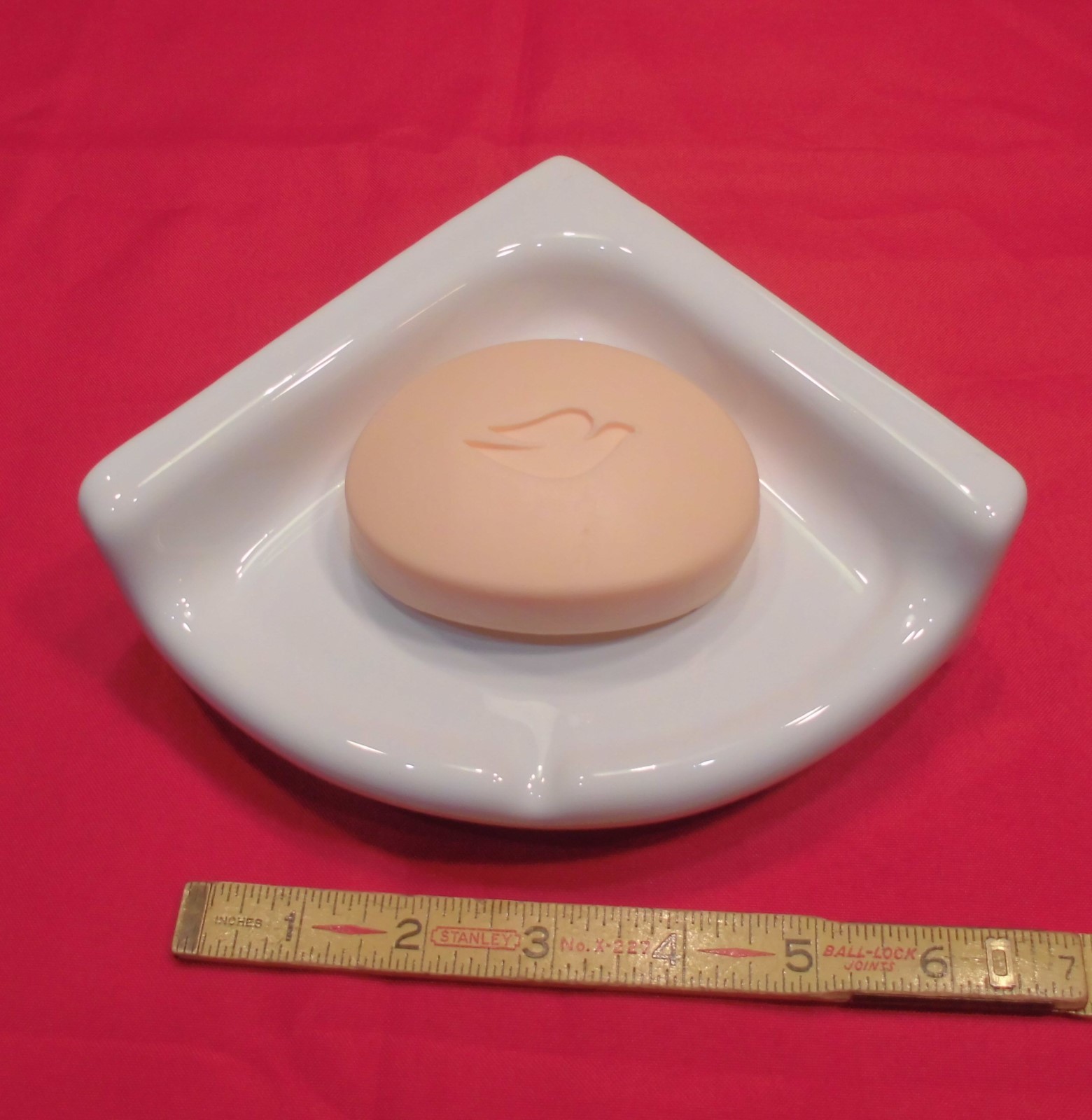 Brilliant Glossy White: Small Corner Bath-Shower Soap Dish-Tray-Shelf 6" Ceramic gallery