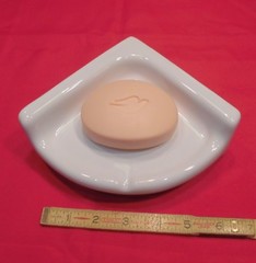 Brilliant Glossy White: Small Corner Bath-Shower Soap Dish-Tray-Shelf 6″ Ceramic