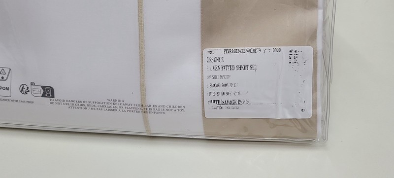 Frette Essence Queen Sheet Set White/Savage Beige Cotton Sateen Luxury gallery