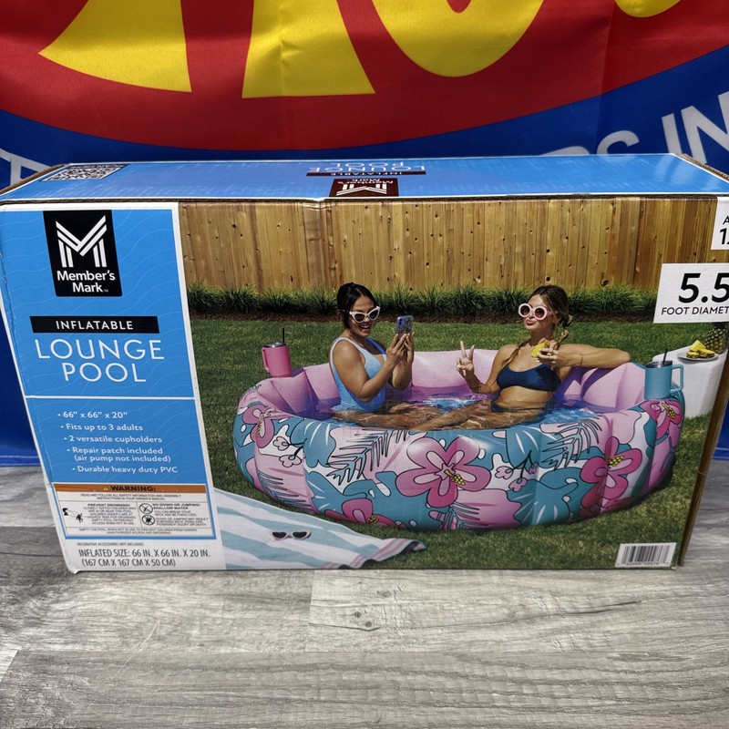 Member's Mark Inflatable Lounge Pool with Cup Holders, Tropical gallery