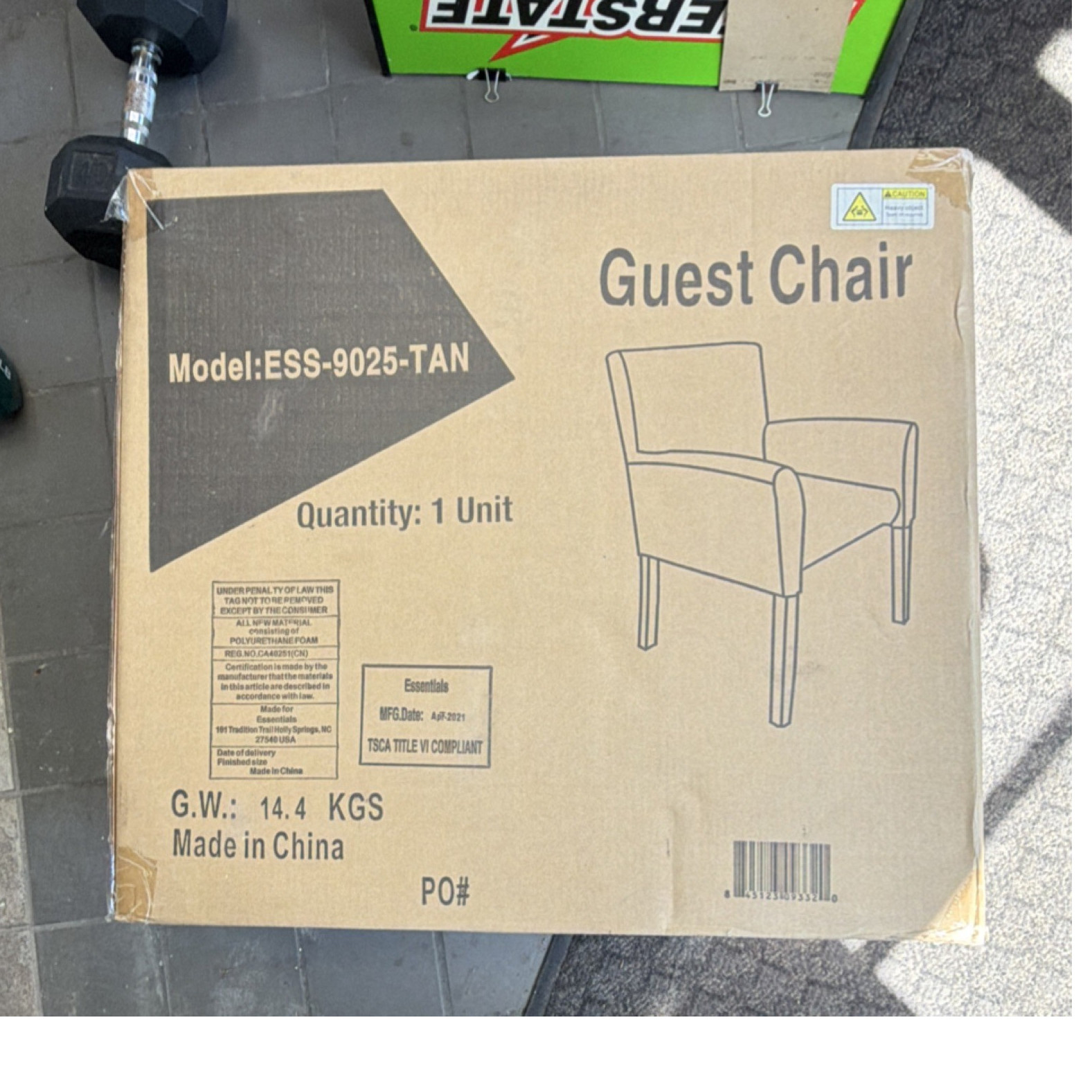 Essentials Guest Chair ESS-9025-TAN Tan Model, 32x28x24 in, New gallery