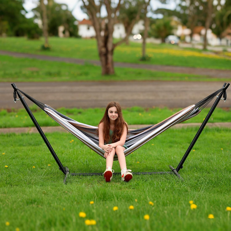 SZHLUX Double Hammock with Stand Included 450Lb Capacity Steel Stand, Premium Ca gallery