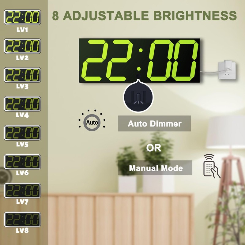 CHKOSDA LED Large Digital Wall Clock, Oversize Digital Clock with 6” Numbers,... gallery
