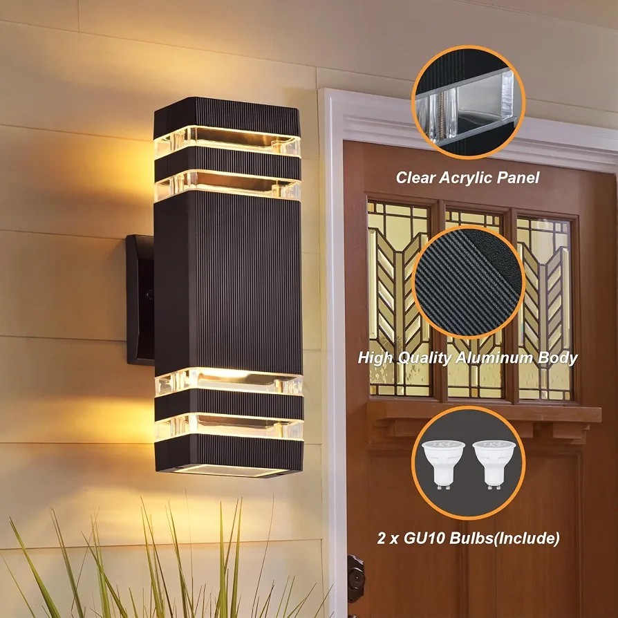 DASTOR 4 Pack Outdoor Wall Lights, Modern Exterior Lighting Fixtures Wall Mount gallery