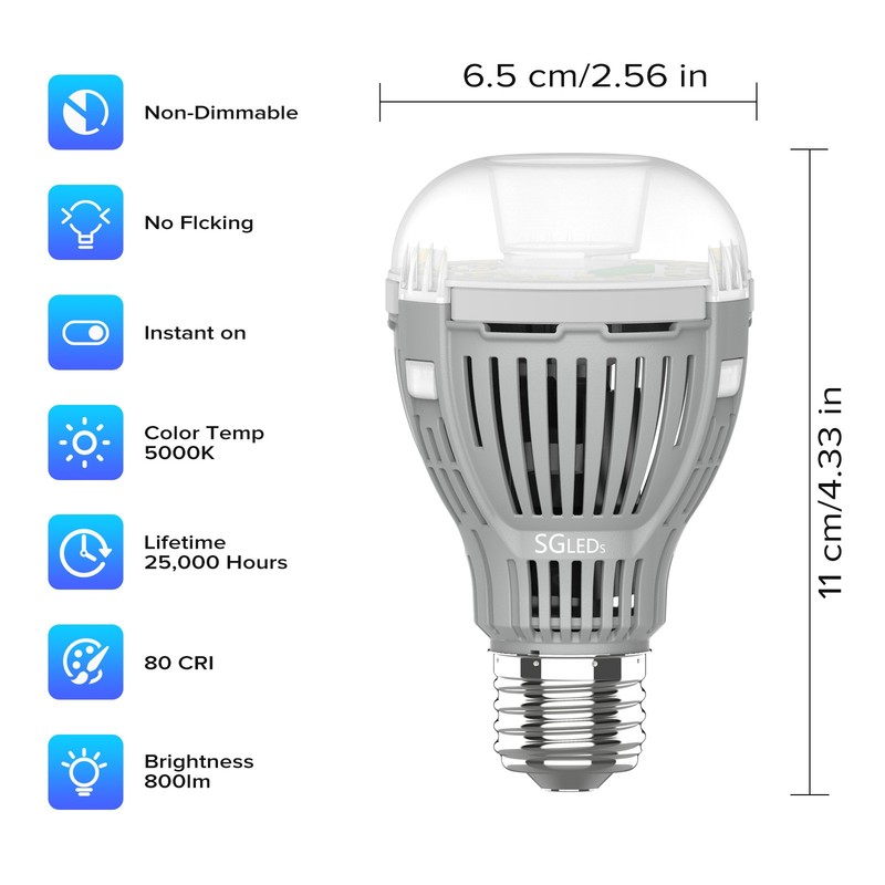 8 Pack LED Light Bulb 100W Equivalent 8W 800LM 5000K Clear White Outdoor Indoor gallery