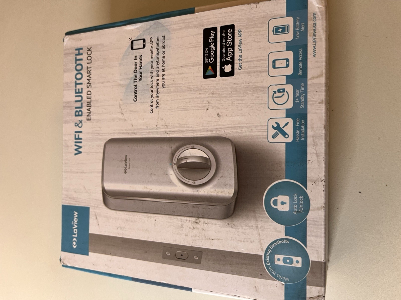 LaView WiFi & Bluetooth Smart Lock – Matte Silver – New Sealed gallery