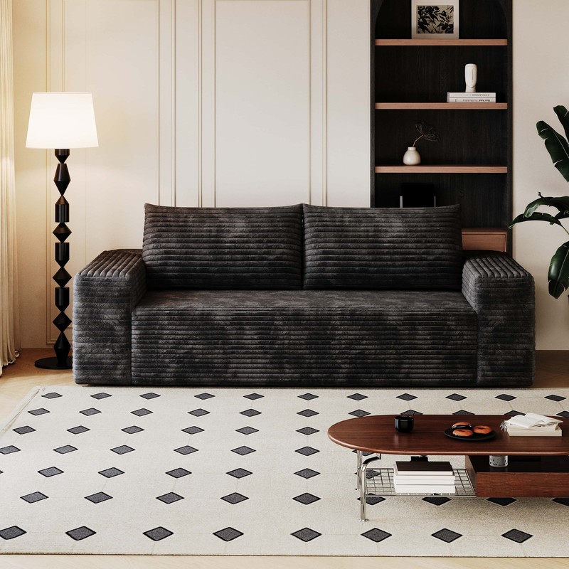 63" Cloud Loveseat Sofa Comfy Deep Seat Couches Boneless Corduroy Modular Couch gallery