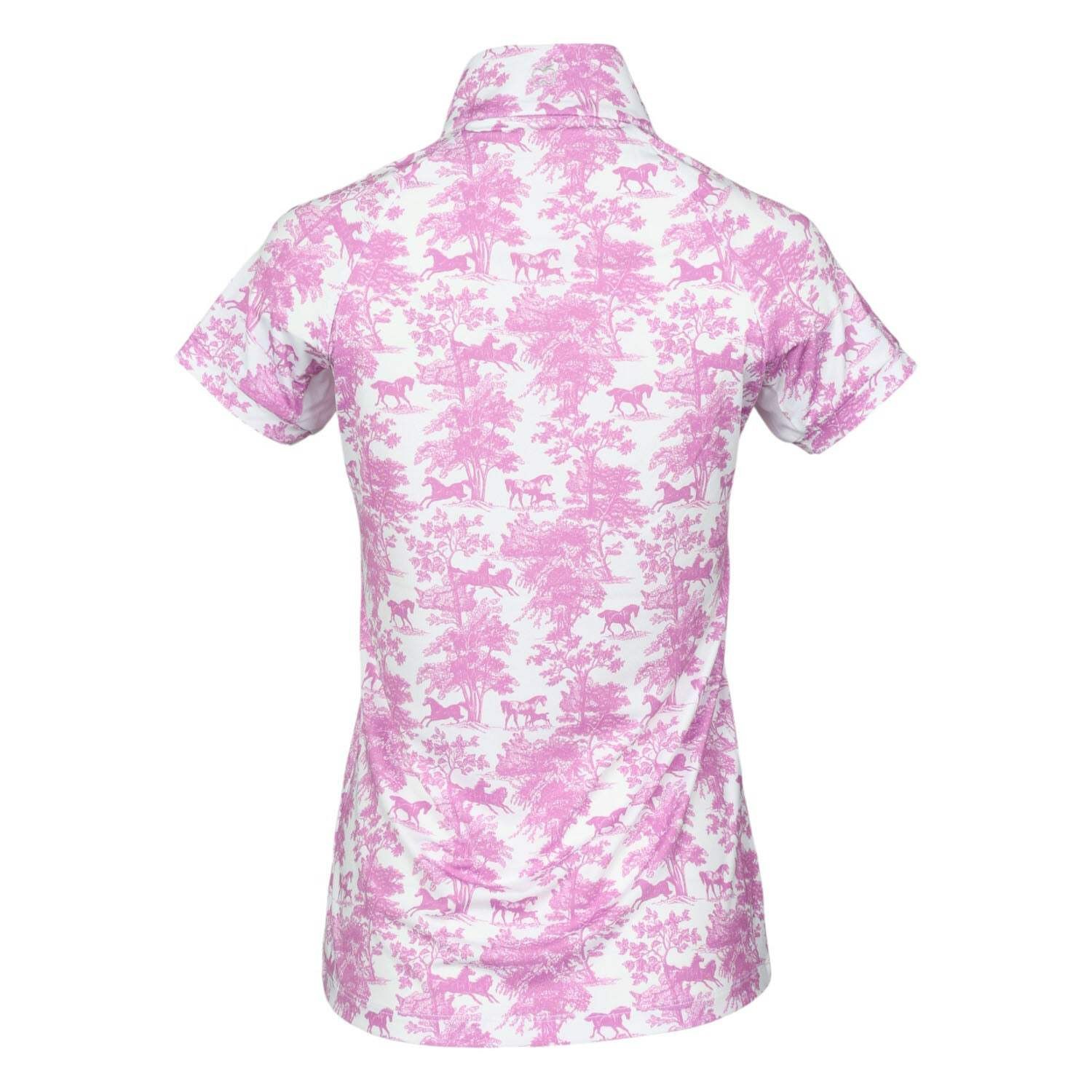 Dapplebay Equestrian Toile 1/4 Zip Light Riding Top - Short Sleeve-Rose/White gallery