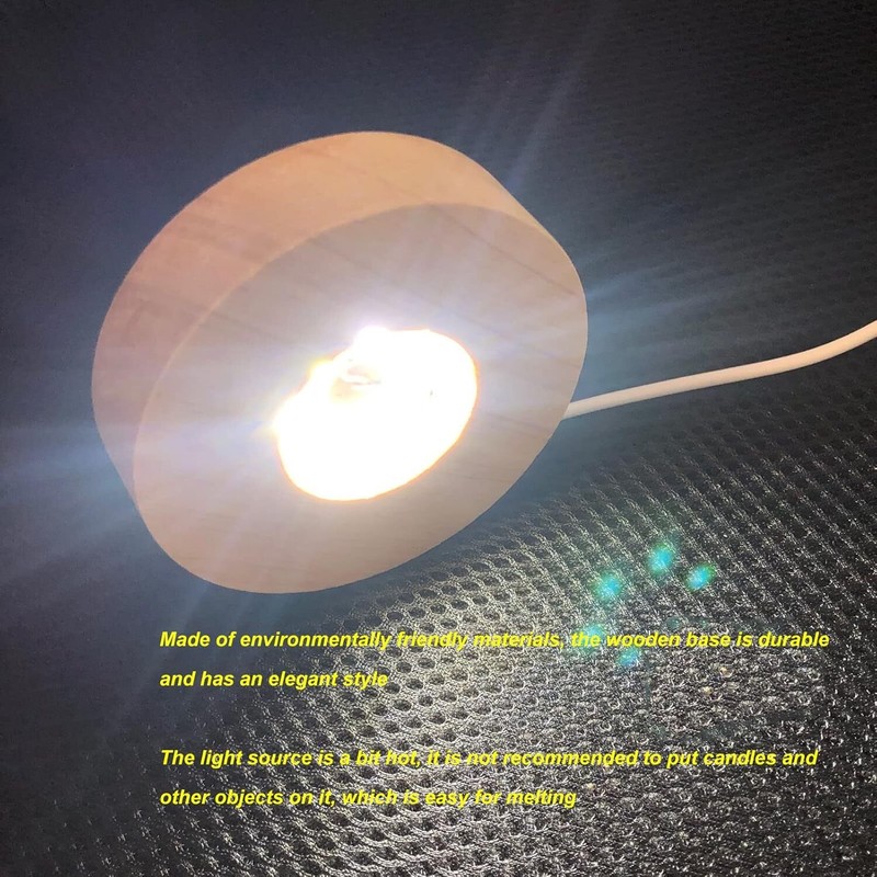 2pcs LED Cool White Luminous Base Night Light Crystals Ball Display Stand Lamp gallery